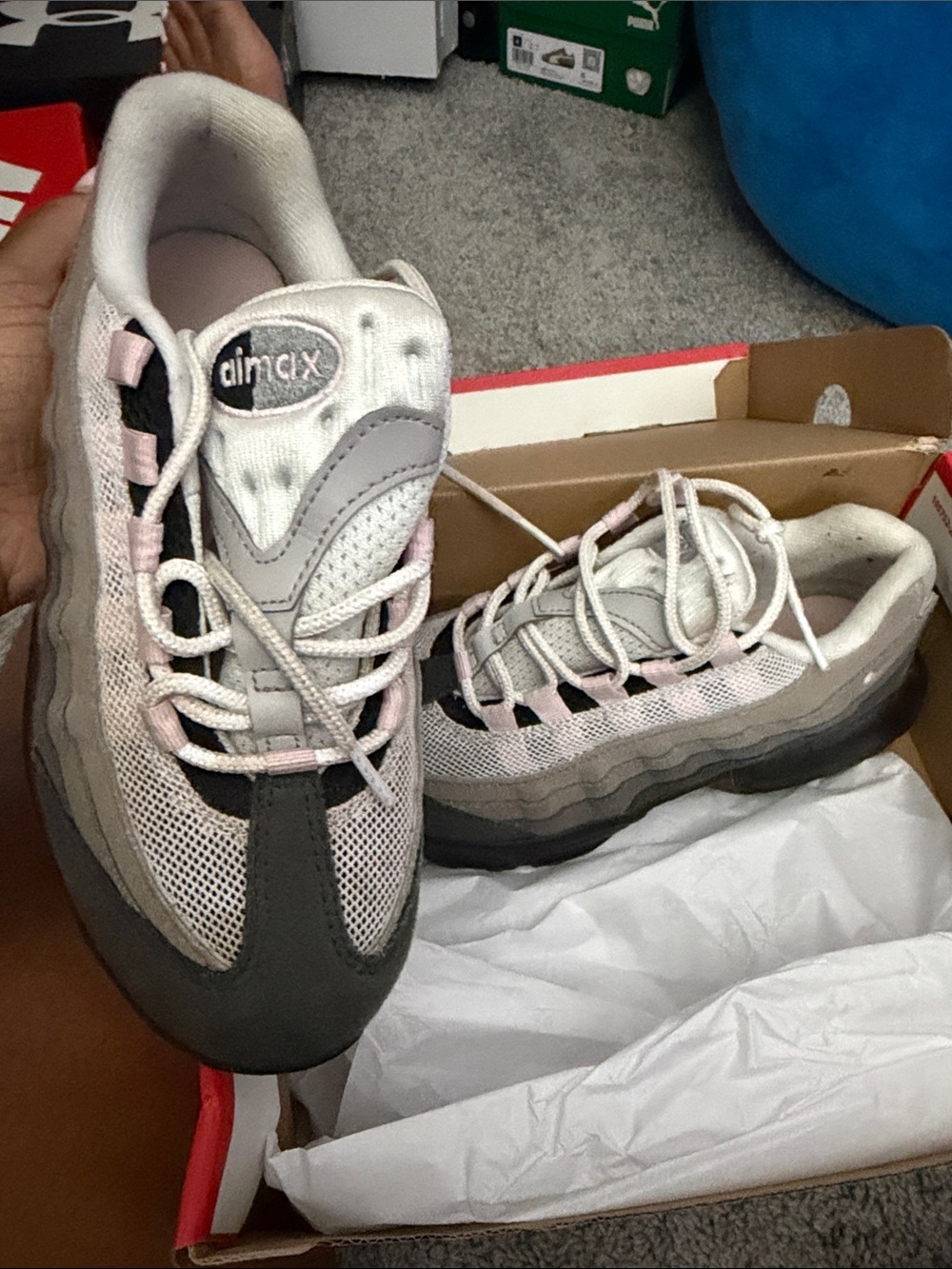 Nike Kids Air Max 95 Sneakers - White, Pink, Gray